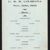 DAILY MENU [held by] U.S.S. LOUISIANA [at] AT SEA (SS;)