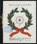 CHRISTMAS DINNER [held by] HICKS' RESTAURANT [at] "SAVANNAH, GA" (REST;)