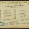 DINNER [held by] COMPAGNIE GENERAL TRANSATLANTIQUE [at] ABOARD PAQUEBOT LA LORRAINE (SS;)