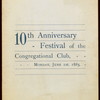 10TH ANNIVERSARY [held by] CONGREGATIONAL CLUB [at] ? (?)