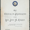 DINNER] FOR HON JOHN A KASSON [held by] CITIZENS OF PHILADELPHIA [at] "PHILADELPHIA, PA" (?)