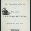 THIRD ANNUAL DINNER [held by] HOLLAND SOCIETY [at] "HOTEL BRUNSWICK, NY" (HOTEL)