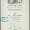 DINNER IN HONOR OF HON. JAMES T. STRANHAN [held by] THE HAMILTON CLUB [at] "THE HAMILTON CLUB, BROOKLYN NY" (CLUB;)