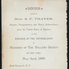 DINNER [held by] THE HOLLAND SOCIETY [at] HOTEL BRUNSWICK NY (HOTEL;)