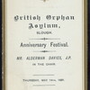 ANNIVERSARY FESTIVAL [held by] BRITISH ORPHAN ASYLUM [at] "WHITEHALL ROOMS, THE HOTEL METROPOLE, LONDON [ENGLAND]" (FOREIGN HOTEL)