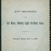 21ST REUNION MEAL [held by] 5TH MASS. BATTERY LIGHT ARTILLERY ASSO. [at] "YOUNG'S HOTEL, BOSTON, MA" (HOTEL)