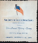 SEMI-ANNUAL MEETING AND DINNER [held by] MASS SOCIETY OF THE SONS OF THE AMERICAN REVOLUTION [at] "FANEUIL HALL, BOSTON, [MASS]" (OTHER)