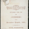 DINNER [held by] HUDSON COUNTY GRAND JURY [at] "HOTEL WASHINGTON, JERSEY CITY"