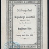 STIFTUNGSFEST [held by] MAGDEBURGER LIEDERTAFEL [at] MAGDEBUGER-HOFES [MAGDEBURG AUSTRIA?] (HOTEL)