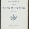 TWENTIETH ANNUAL DINNER [held by] BARNEY MERRY LODGE NO. 29 [at] [PROVIDENCE RI?] ([REST?])