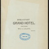 BREAKFAST [held by] GRAND HOTEL [at] ? (HOTEL;)