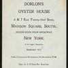 DINNER] [held by] DORLON'S OYSTER HOUSE [at] 6 EAST 23 ST. NY (REST;)