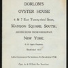 DINNER] [held by] DORLON'S OYSTER HOUSE [at] 6 EAST 23 ST. NY (REST;)