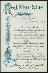 LUNCH [held by] RED STAR LINE [at] S.S. FRIESLAND (SS;)