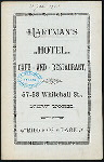 BILL OF FARE [held by] HARTMAN'S HOTEL [at] NEW YORK, NY (HOTEL;)