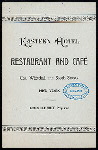BILL OF FARE [held by] EASTERN HOTEL [at] "NEW YORK, NY" (HOTEL;)
