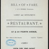 BILL OF FARE [held by] THE PLACE [at] 127 FOURTH AVE. NY (REST;)