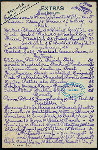 EXTRAS FOR TODAY MENU; [held by] STEWART'S; [at] "132 THIRD AVENUE, NEAR 14TH ST. [NEW YORK, NY];" (REST;)
