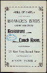 DAILY BILL OF FARE; [held by] BRANDES BROS. LADIES' AND GENTS' RESTAURANT AND LUNCH ROOM; [at] "121 EAST FORTY-SECOND STREET, NEW YORK, [NY];" (REST;)