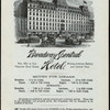 DINNER; [held by] BROADWAY CENTRAL HOTEL [at] "NOS. 667 TO 677 [BROADWAY], OPPOSITE BOND STREET, MIDWAY BETWEEN BATTERY AND CENTRAL PARK, NEW YORK [NY];" (HOTEL;)