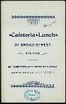 DAILY MENU [held by] CAFETERIA LUNCH [at] "57 BROAD STREET, NY" (REST;)
