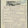 DINNER [held by] IRVING'S RESTAURANT [at] "37 JOHN STREET, NY" (REST;)