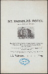 DINNER [held by] ST. NICHOLAS HOTEL [at] "WASHINGTON PLACE AND MERCER STREET, [NY]" (HOTEL;)