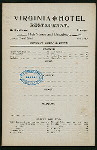 DINNER [held by] VIRGINIA HOTEL [at] "59TH STREET AND BROADWAY, NEW YORK [NY];" (HOTEL;)