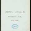 BREAKFAST [held by] HOTEL LINCOLN [at] "BROADWAY AND 52ND STREET, NEW YORK" (HOTEL;)