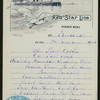 DINNER [held by] RED STAR LINE [at] EN ROUTE ABOARD S.S. FRIESLAND (SS;)
