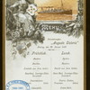 LUNCH [held by] HAMBURG-AMERIKA LINIE [at] SS AUGUSTE VICTORIA (SS;)