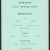 BREAKFAST [held by] NEW HAVEN LINE - NARRAGANSETT BAY LINE [at] ABOARD STEAMER RICHARD PECK (SS;)