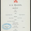 BREAKFAST [held by] CANADIAN PACIFIC RAILWAY COMPANY [at] ABOARD SS MANITOBA (SS;)