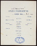 SUPPER [held by] OCEAN STEAMSHIP CO. [at] SS NACOOCHEE (SS;)