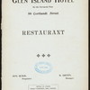 DAILY MENU [held by] GLEN ISLAND HOTEL [at] "88 CORTLANDT STREET, [NEW YORK, NY]" (HOTEL)