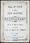 BILL OF FARE [held by] JOHN DOSCHER RESTAURANT [at] "NEW YORK, NY" (REST;)