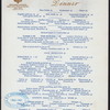 DINNER MENU [held by] MARIE ANTOINETTE HOTEL [at] "NEW YORK, NY" (HOTEL;)