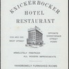 DAILY MENU [held by] KNICKERBOCKER HOTEL RESTAURANT [at] "384 AND 385 WEST STREET [NEWYORK, NY]" (REST;)