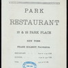 DAILY MENU [held by] PARK RESTAURANT [at] "16 & 18 PARK PLACE, NEW YORK" (REST;)