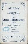 DAILY MENU [held by] ADAMS HOTEL AND RESTAURANT [at] "373-375 WEST STREET, NEW YORK, NY" (REST;)