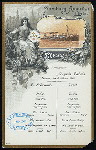 LUNCH [held by] HAMBURG-AMERIKA LINIE [at] EN ROUTE ABOARD EXPRESS STEAMER AUGUSTE VICTORIA (SS;)