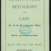 DINNER [held by] LAFAYETTE PLACE RESTAURANT & CAFE [at] 16 LAFAYETTE PLACE [NY] (REST;)