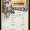 LUNCH [held by] HAMBURG - AMERIKA LINIE [at] "STEAMER""AUGUSTE VICTORIA"" EN ROUTE" (SS)