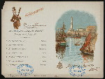 DINNER [held by] HAMBURG-AMERIKA LINIE [at] "EXPRESS-STEAMER ""AUGUSTE VICTORIA"" EN ROUTE" (SS;)