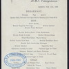 BREAKFAST [held by] CUNARD LINE [at] R.M.S. CAMPANIA (SS;)