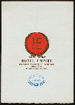 DINNER MENU [held by] EMPIRE HOTEL [at] "NEW YORK, NY" (HOTEL;)