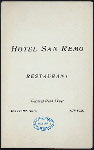 DINNER [held by] SAN REMO HOTEL [at] "75TH ST & CENTRAL PARK WEST, NY" (HOTEL;)