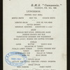 LUNCHEON [held by] CUNARD LINE [at] "R.M.S. ""CAMPANIA""" (SS;)