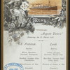 LUNCH [held by] HAMBURG-AMERIKA LINIE [at] "SCHNELLDAMPFER ""AUGUSTE VICTORIA""" (SS;)
