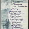 BREAKFAST [held by] RED STAR LINE [at] EN ROUTE ABOARD S.S. WESTERNLAND (SS;)